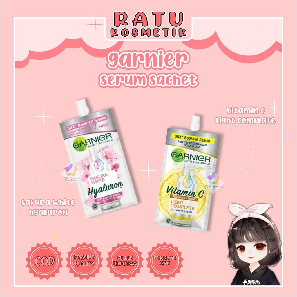 ❤ RATU ❤ Garnier Serum Sakura White Hyaluron 30x Boster Serum 7.5ml | Light Complete Vitamin C BPOM ✔️