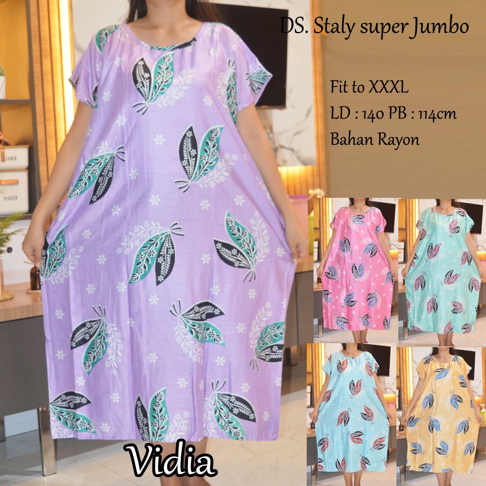 Daster super Jumbo staly LD 140 | 1kg muat 5pcs  | daster murah-Vidia