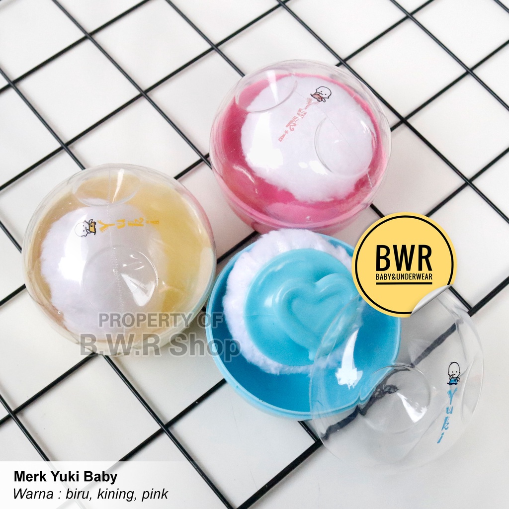 Tempat Bedak YUKI Bulat 1 Puff | Tempat Bedak bayi Newborn TB Yuki + Puff || Bwr IX