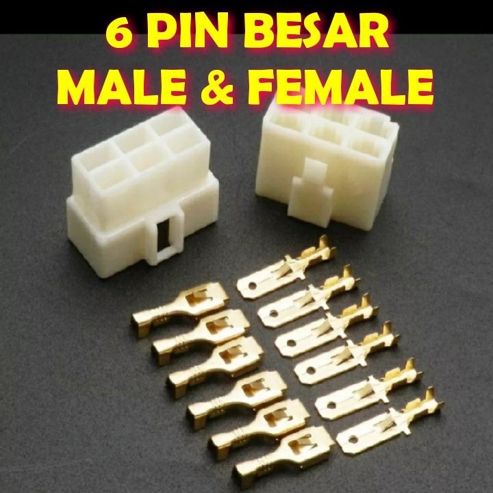 SOCKET / CONNECTOR SKUN SET 6 PIN BESAR / SOKET MOTOR MOBIL 6PIN / KONEKTOR / SOKET 6PIN BESAR