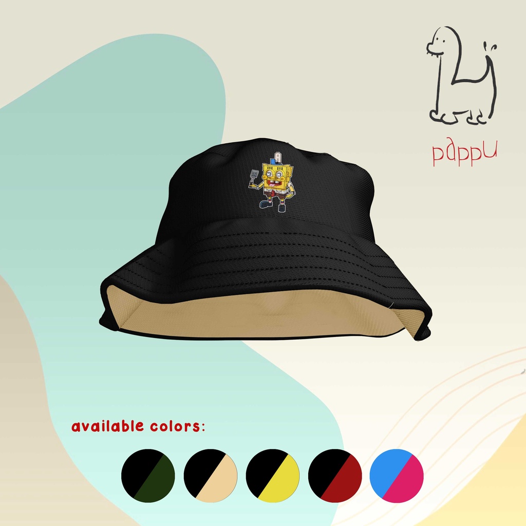 T/262 Topi Bucket Hat Anak 2 Warna Spongebob Squarepants Kids Custom