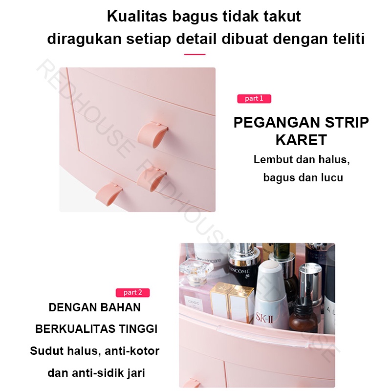 RED HOUSE Rak Kosmetik Beauty Case Tempat Penyimpanan Make Up Storage Box Organizer Kosmetik