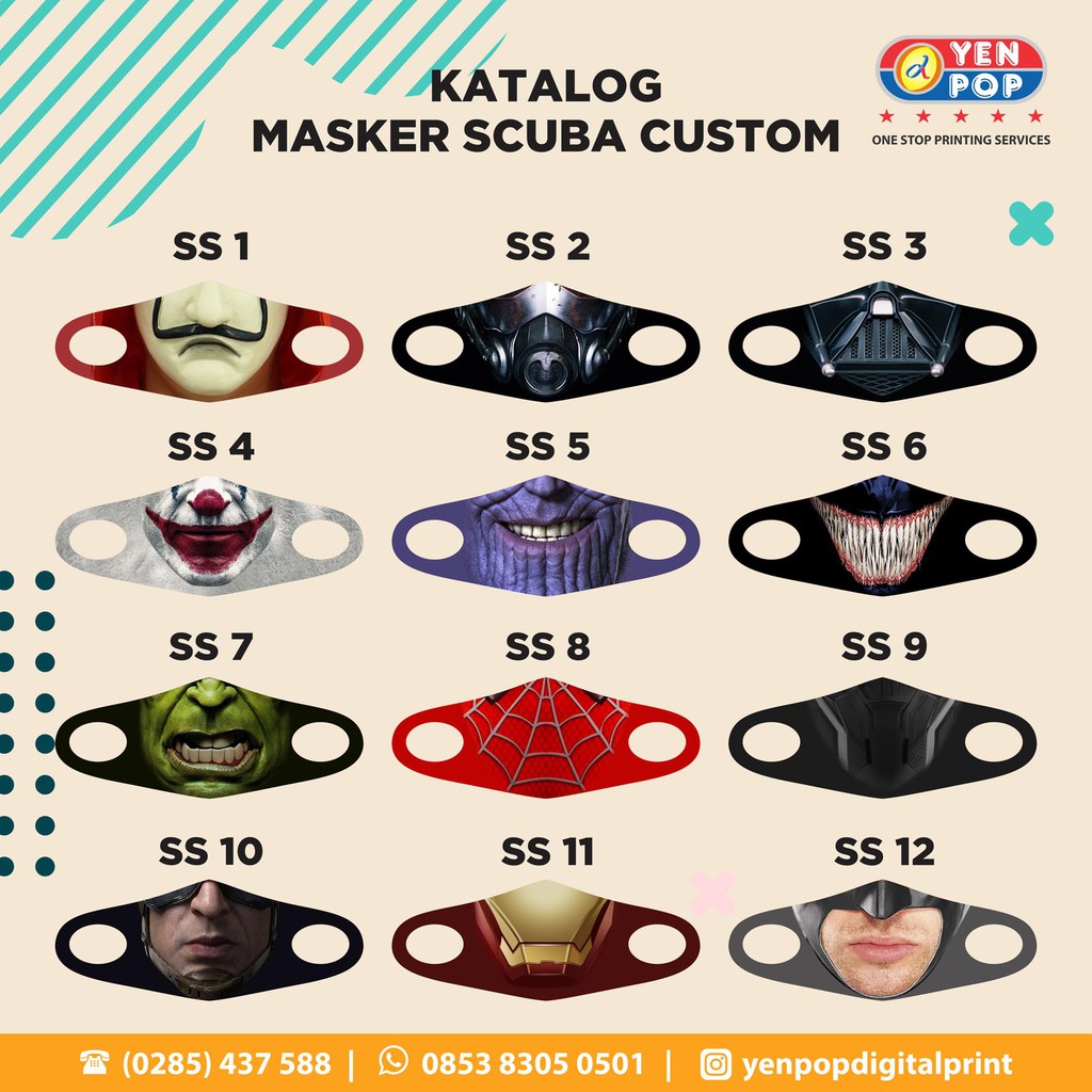 Masker Scuba Full Print 3D | Tema Karakter & Film SUPERHERO