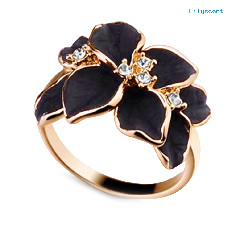 Ls Cincin Wanita Bahan Alloy Desain Bunga Menarik Untuk Pesta Pernikahan / Hadiah