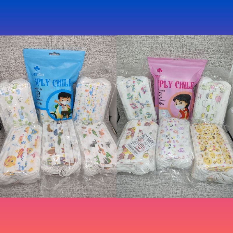 MASKER 3PLY ANAK CAREION ISI 50PCS