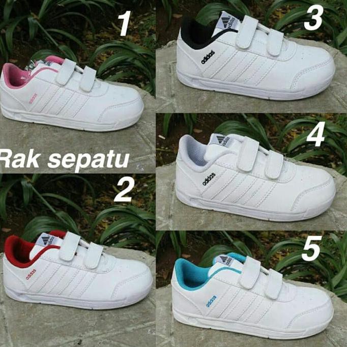 Sepatu Anak Perempuan -Saleo8S4- Sepatu Sekolah Anak Laki Perempuan Adidas Putih - 31, Merah