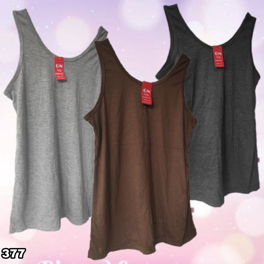 K377 (1-3 pcs) Golden Nick AtasanTanktop Wanita Tali Lebar Size XL - XXL
