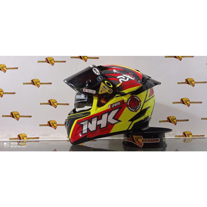 Helm Nhk full face RX9 paket ganteng motif racer x orange flouricent visor flat iridium-Racer YELOW/SMOKE