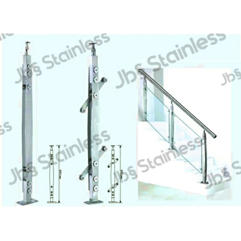 Tiang Railing Tangga kaca ZZ Stainless SUS 201