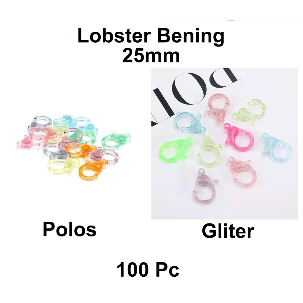 Kaitan Lobster 25mm Plastik Bening Warna-Warni Harga/100Pc