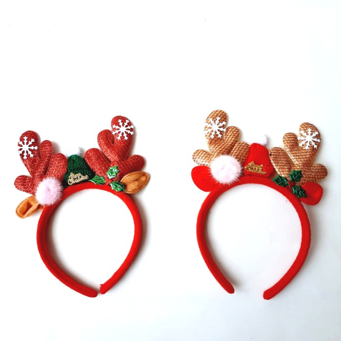 Bando Tanduk Natal Pita Premium Kado Kostum Natal Cosplay Santa Murah GROSIR