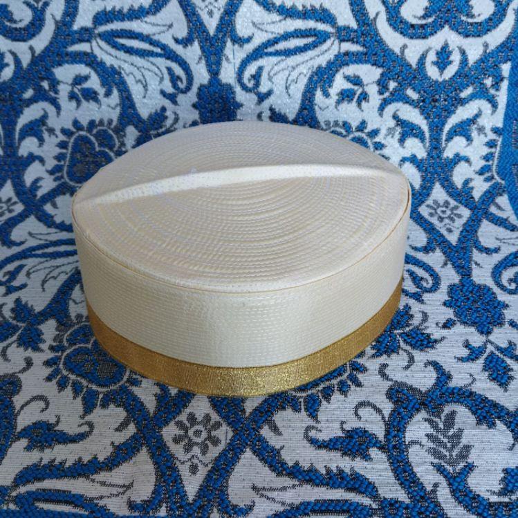 songkok BUGIS WARNA CREAM LIST GOLD bahan mika kaku asagofah bugis peci asagofah nu peci putih polos