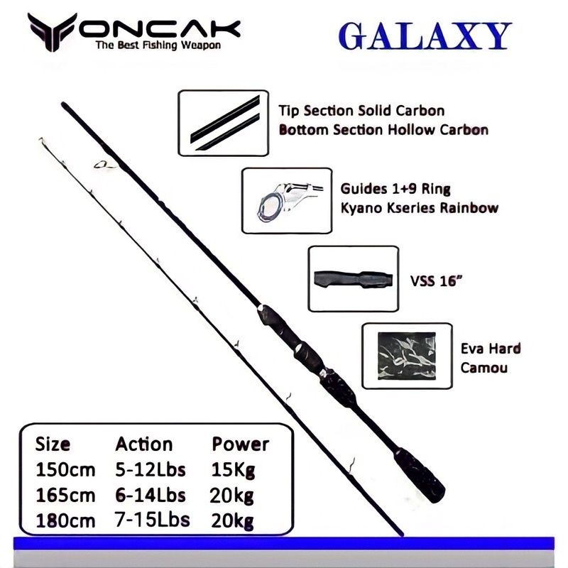 joran pancing ONCAK GALAXY 165cm solid carbon