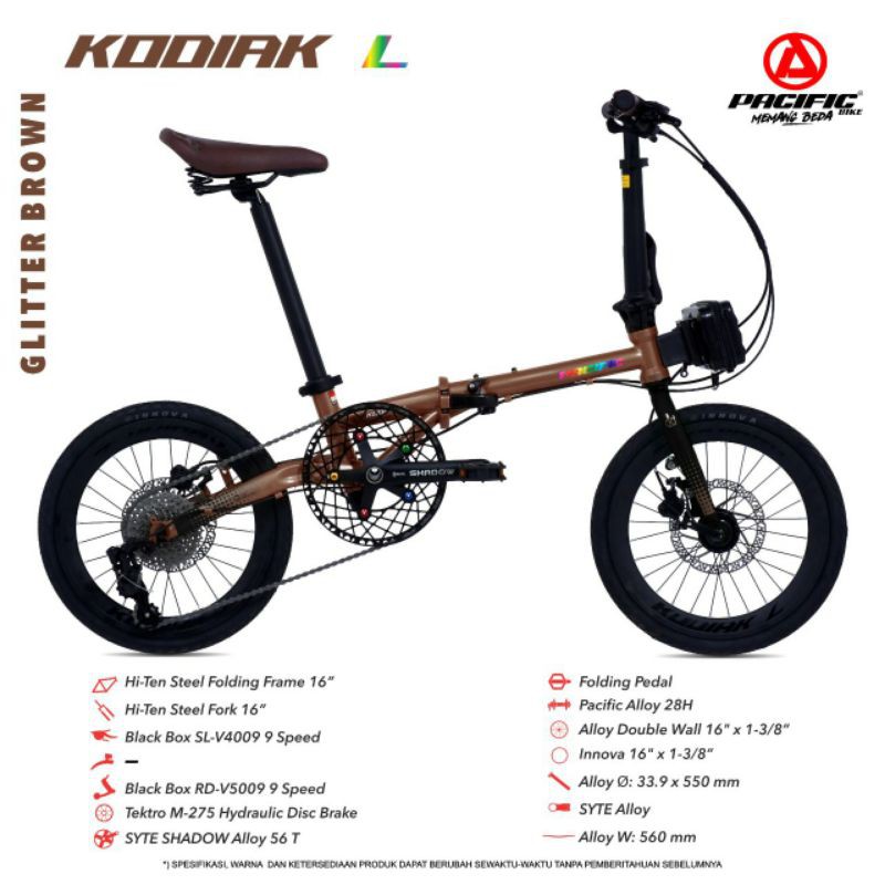 Sepeda lipat 16 pacific kodiak L hidraulic 9 speed