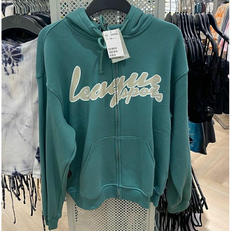 (JASTIP) H&M HOODIE ZIPPER JAKET CEWEK UNISEX OVERSIZED IJO BOTOL LEAGUE SPORTS ORIGINAL STORE