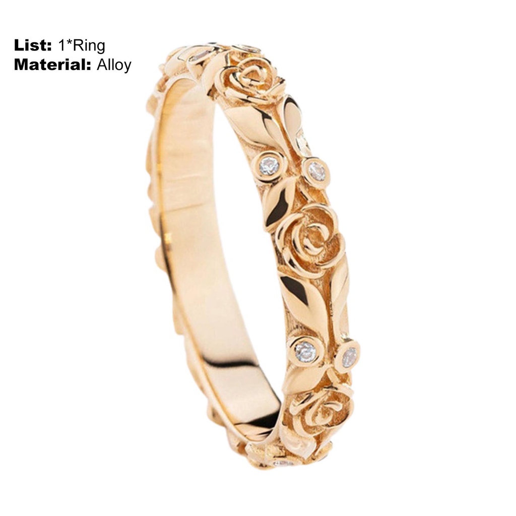 Hu Hu Hu Hu Hu Alat Bantu Pasang Kacamata♡ Cincin Wanita Bentuk Bunga Mawar Aksen Berlian Imitasi Untuk Pernikahan