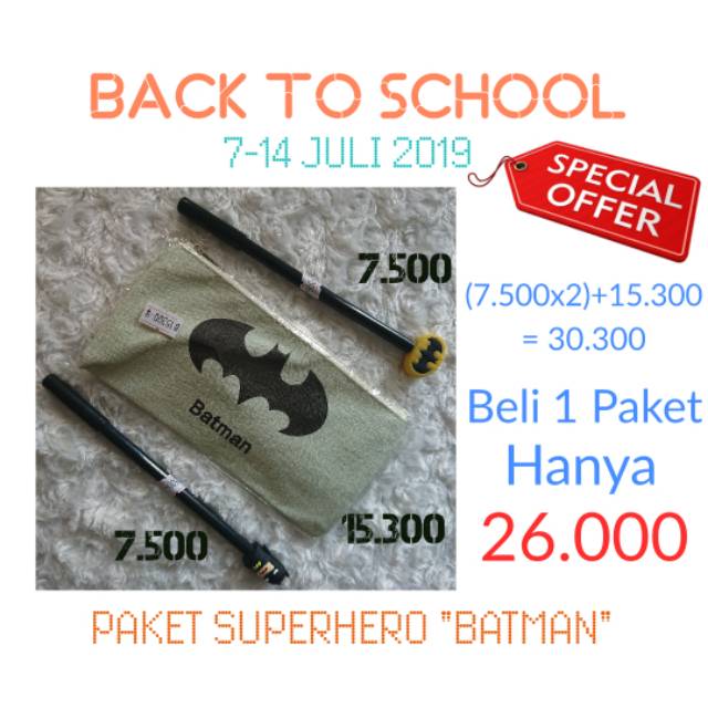 

Paket 3 in 1 Superhero ( tempat pensil + 2 pcs pulpen superhero)