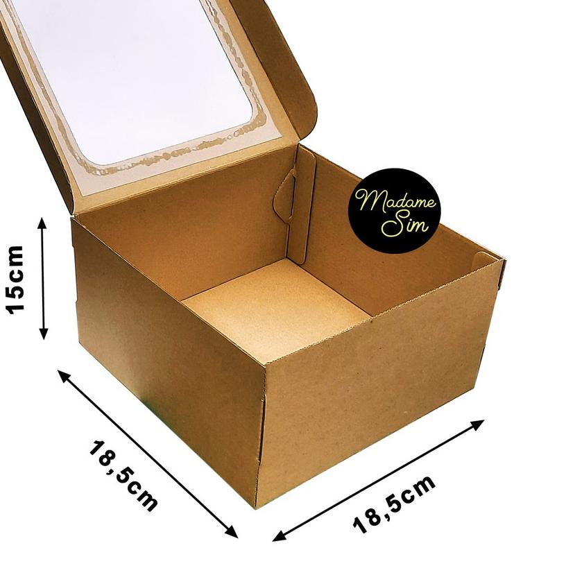 

➳ KOTAK KUE - CAKE BOX - DUS BOLU 18 x 18 x 15 CM - JENDELA (ISI : 10 PCS) ➵