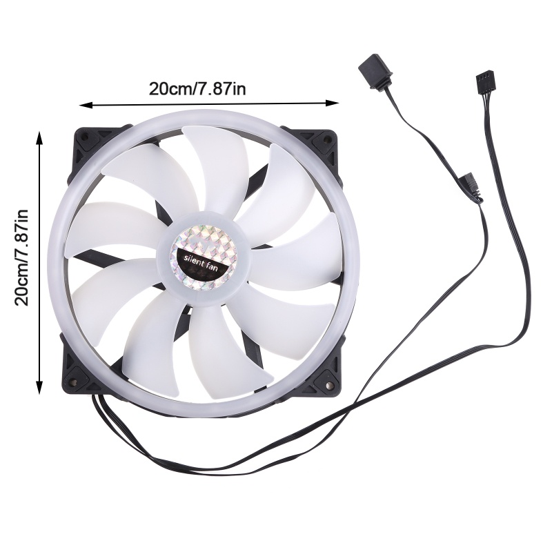 Bt Pendingin CPU, Sistem Radiator LED RGB 200mm Untuk Case Fan, Edisi Sepi Kipas Sasis Warna-Warni Aliran Tinggi Untuk PC CPU Ca