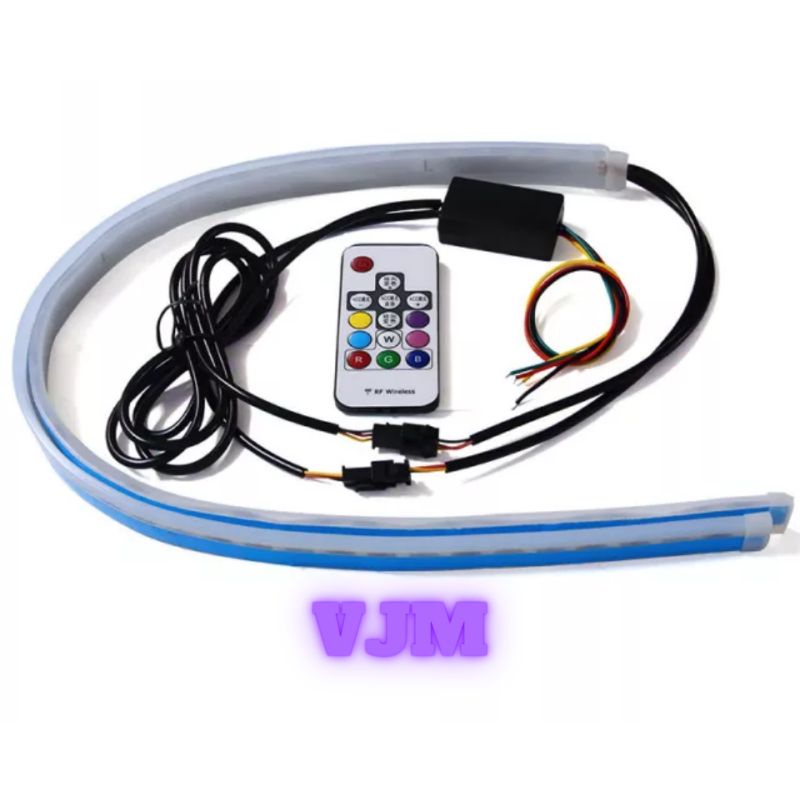 Lampu Alis Motor/Mobil DRL 30 CM&amp;60 CM Running RGB plus Remote