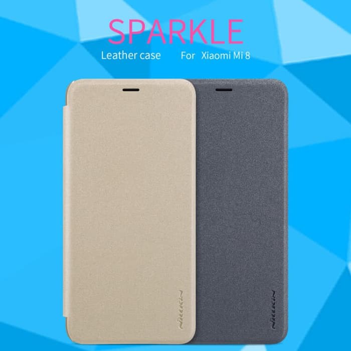 Xiaomi Mi8 Flip Cover NILLKIN Sparkle Case - Hitam