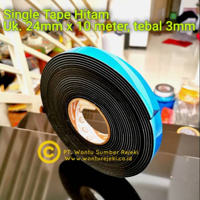 Single tape Foam hitam Uk. 24mm x 10 meter tebal 3mm