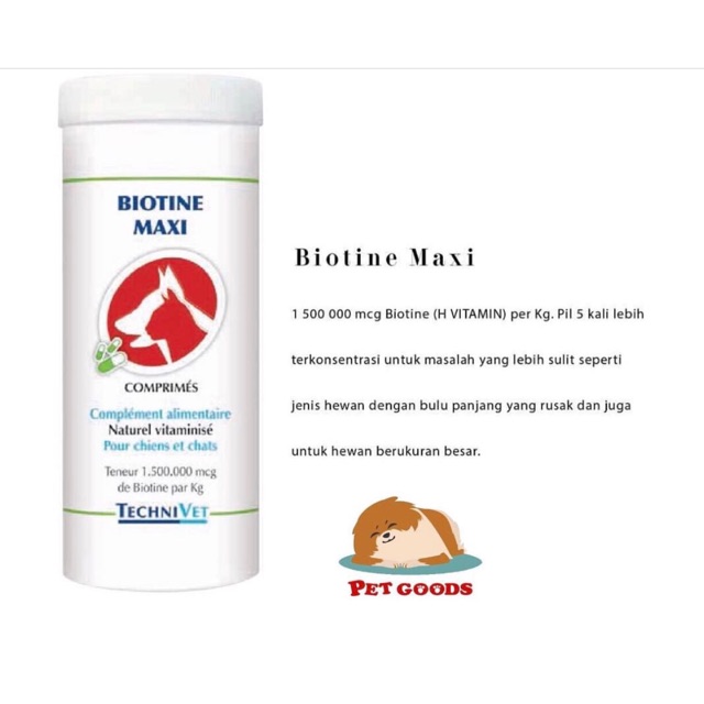 Vitamin Bulu Anjing Kucing Biotine Maxi 30 tablet