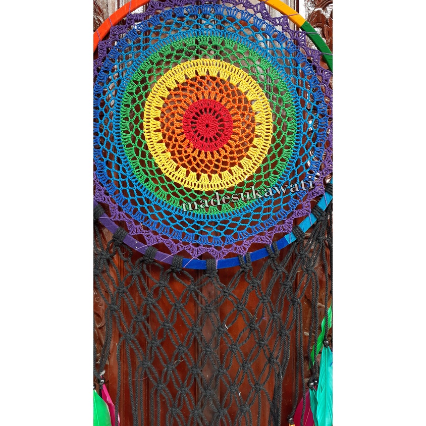 Dream catcher sulam bali motif rasta pelangi