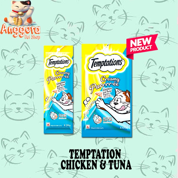 Makanan kucing TEMPTATIONS 85gr Cemilan kucing kering murah dan sehat