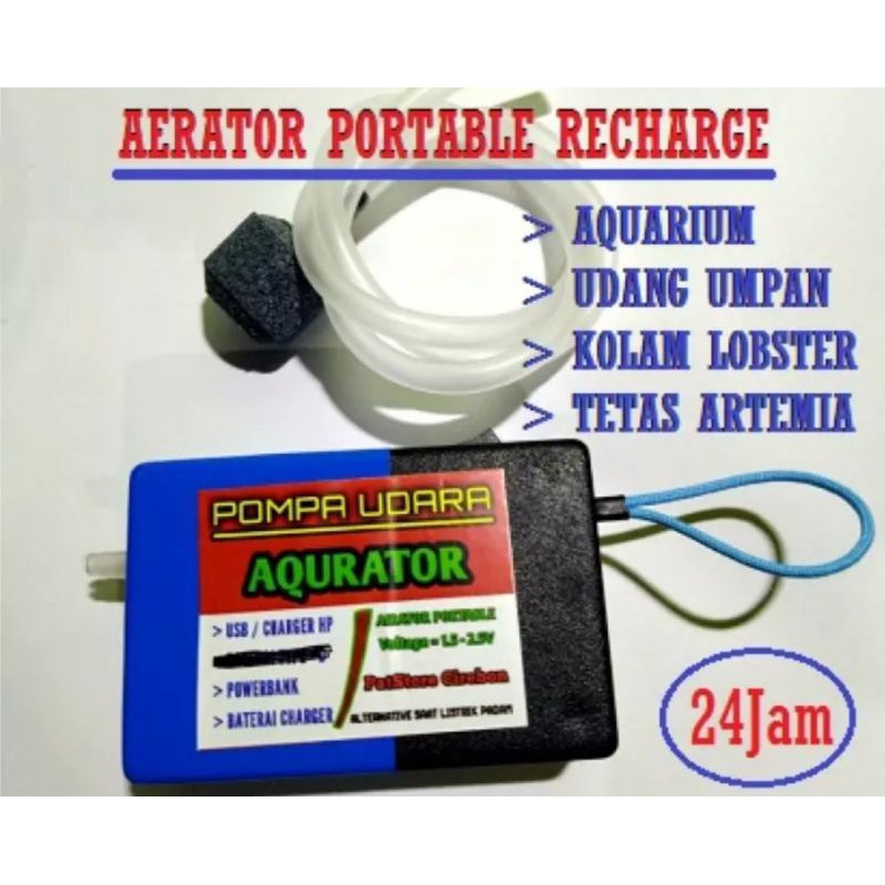 Airator Portable Charger Mesin Pompa Udara Aquarium Udang Umpan Airpump baterai charger Airator