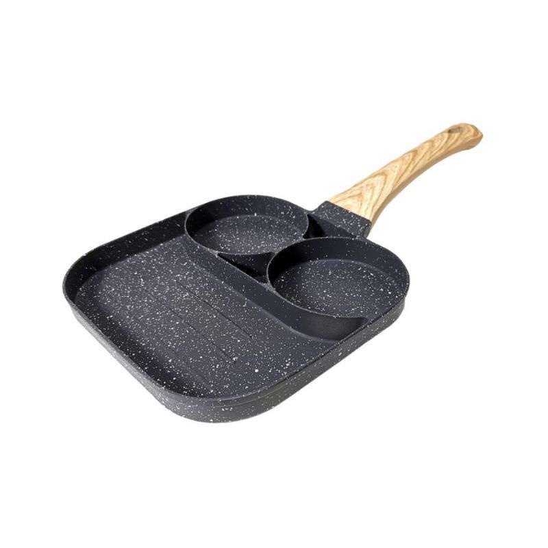 frypan kotak 3 lubang penggorengan teflon anti lengket / frypan 3 skat teflon antilengket bisa untuk