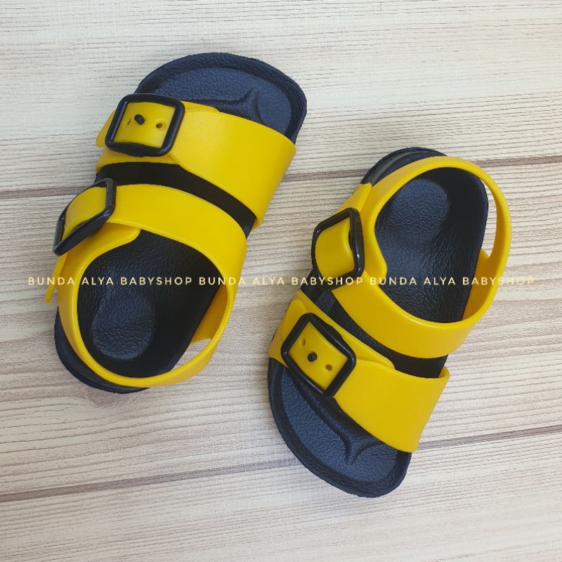 Sendal Anak Laki Laki Usia 2 3 Tahun Alas Karet - Sendal Anak Cowok Karet KUNING Size 24 - 27 Anti Licin