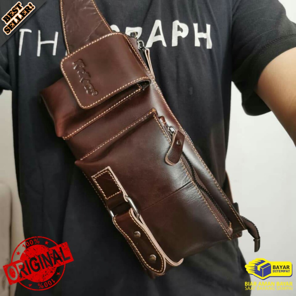 WaistBag Original Kickers 100% Kulit Asli tas Selempang Model Terbaru KC11