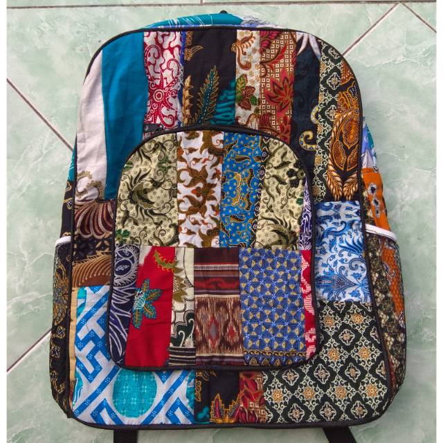 TERMURAH! TAS RANSEL BATIK PERCA UKURAN 46x30x10 cm - TAS GENDONG ANAK PRIA WANITA KHAS JOGJA