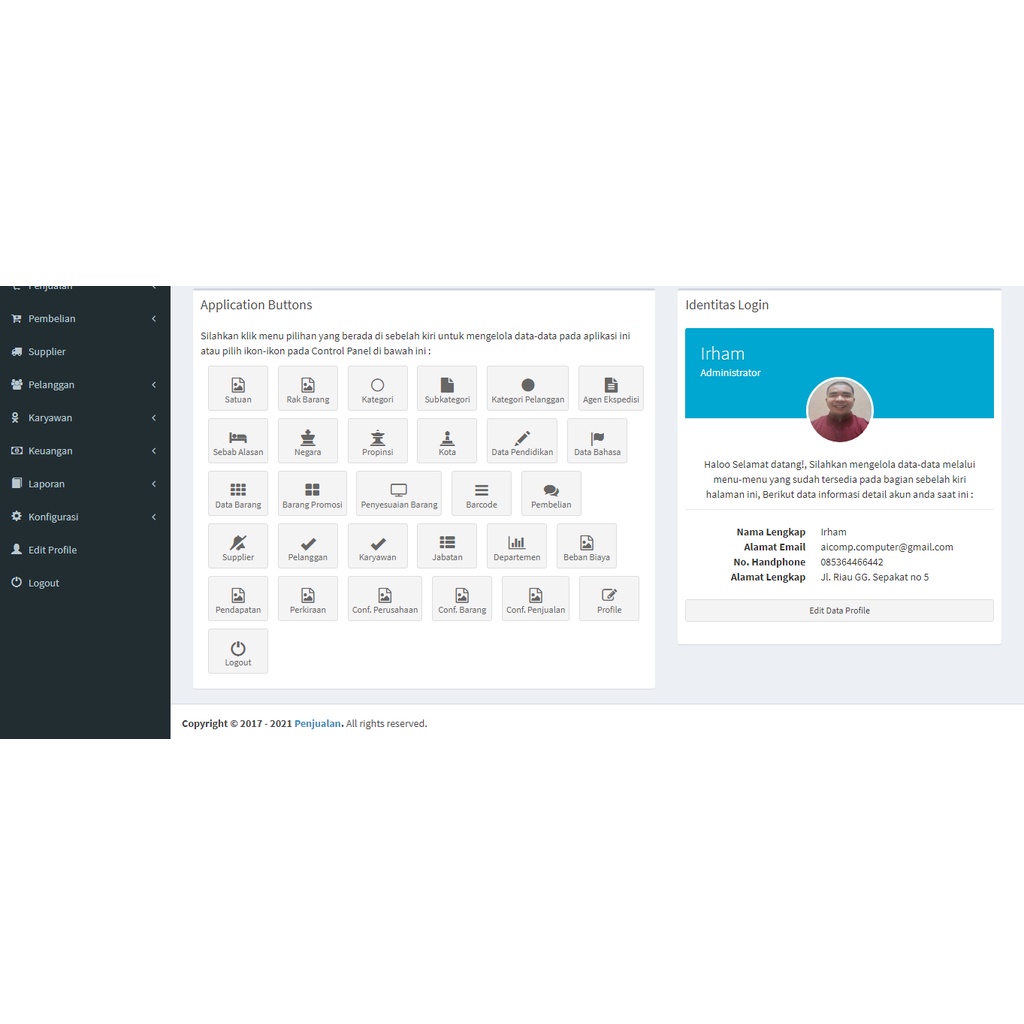 Aplikasi Software Website Inventory laporan Penjualan online