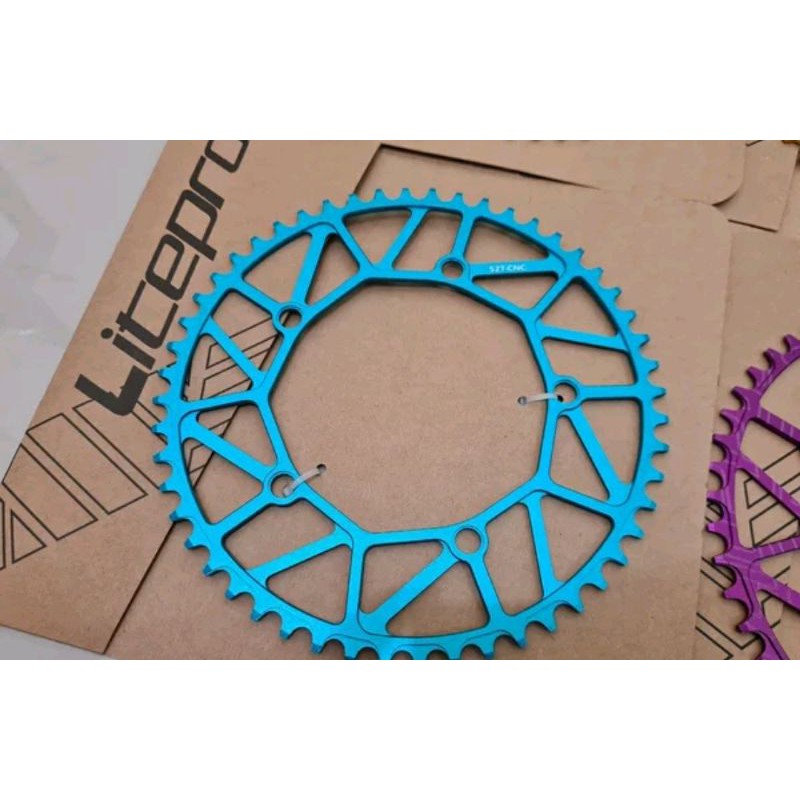 Litepro Chainring 52T CNC BCD 130 MM Chain ring lite pro narrow wide bahan alloy 52 T Sepeda Lipat Arm Seli Fixie