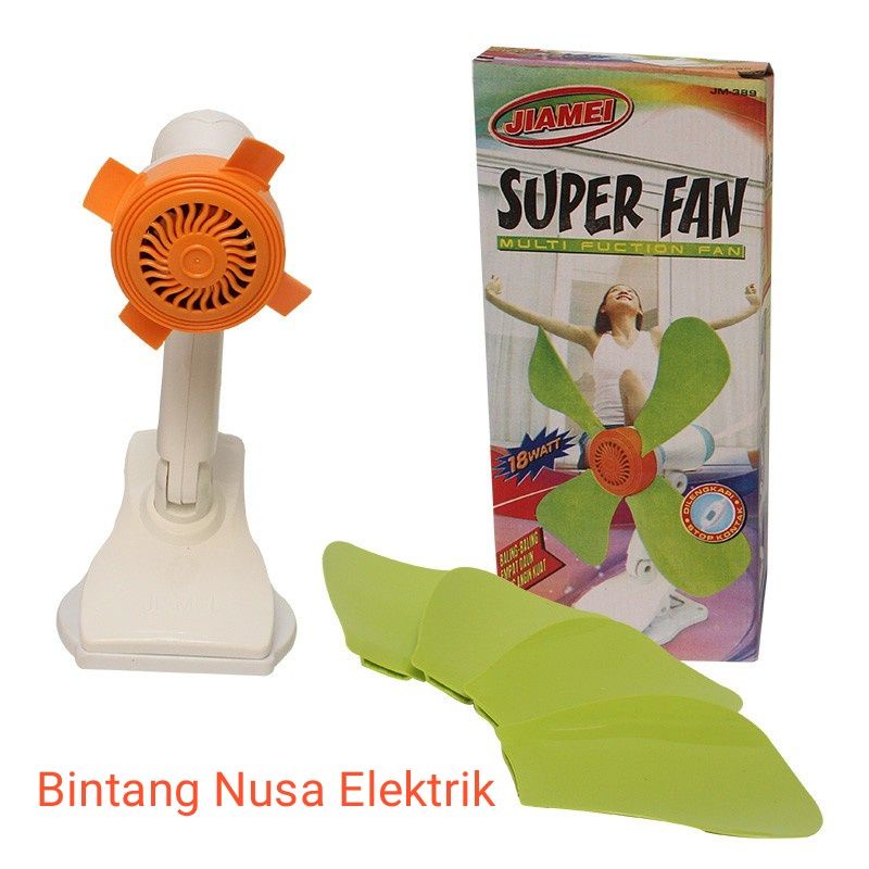 Jiamei JM-389 Super Fan/Mini Fan Japit/Mini Fan Jepit/Mini Fan Duduk/Mini Fan Tembok/Mini Clip Fan/Mini Wall Fan/Mini Desk Fan 18 Watt