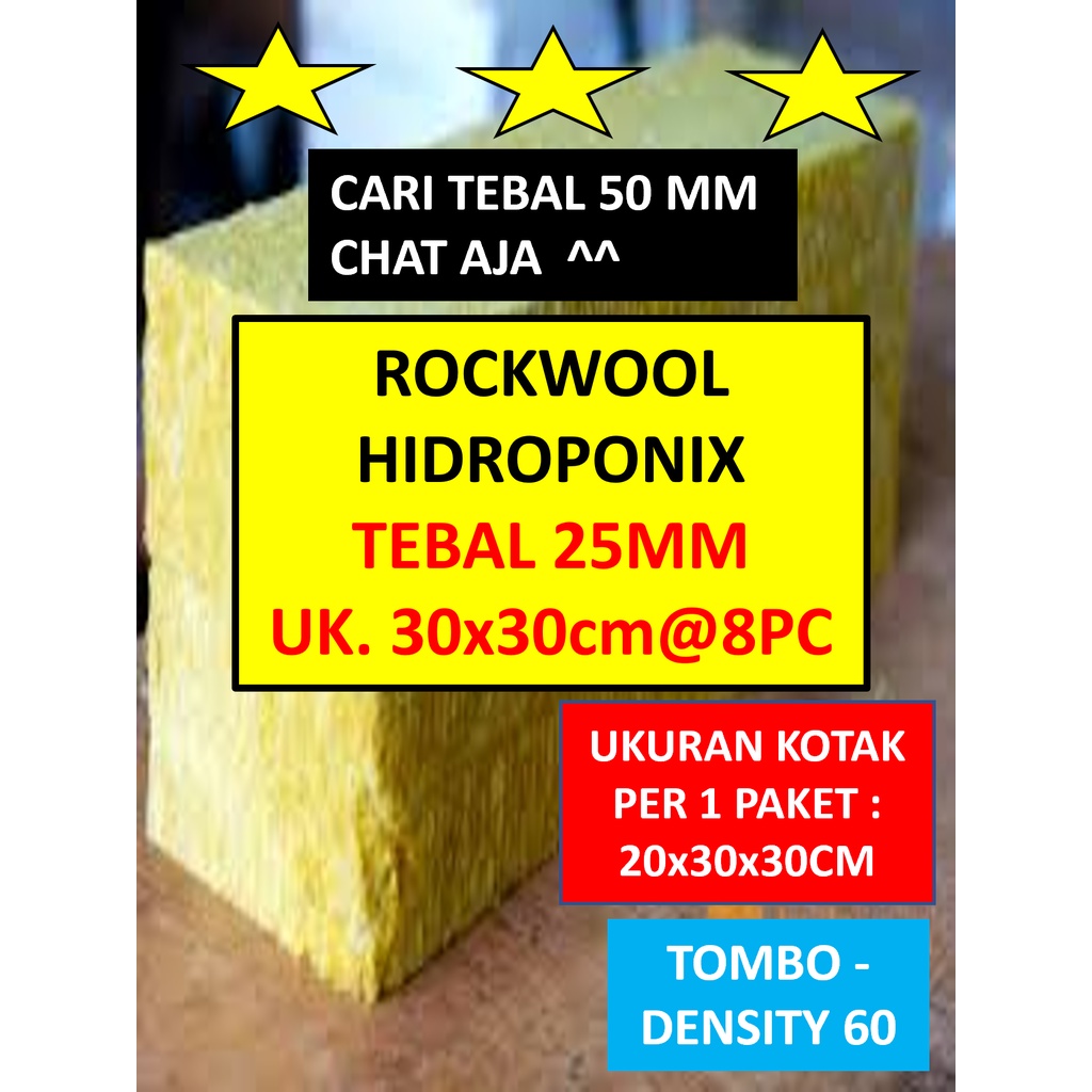 Rockwool 30x3O cm@8pc Tebal 25mm - Media Tanam Hidroponix