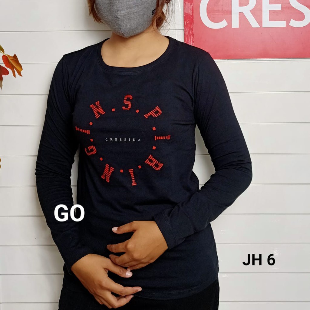 BB CRESSIDA BAJU Cewek Pakaian Atasan Kaos Wanita Casual Santai Original Lengan Panjang Bagus