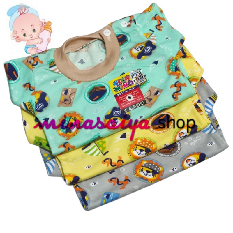 CICO MIKO 3 pcs Kaos Bayi SNI Lengan Pendek Kancing Pundak Motif Uk. S - XL