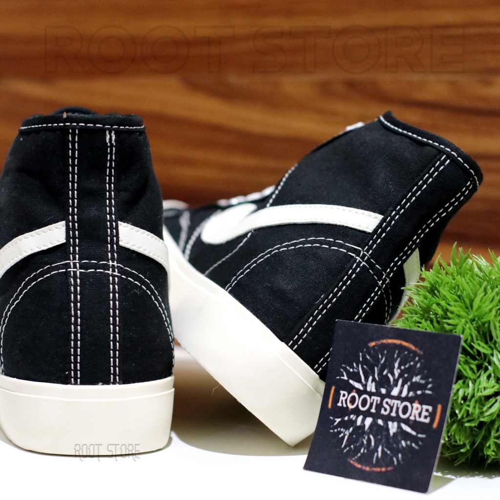 100% Original Sepatu Brand Lokal Casual Black White Hi Not Compass Gazelle Black White High