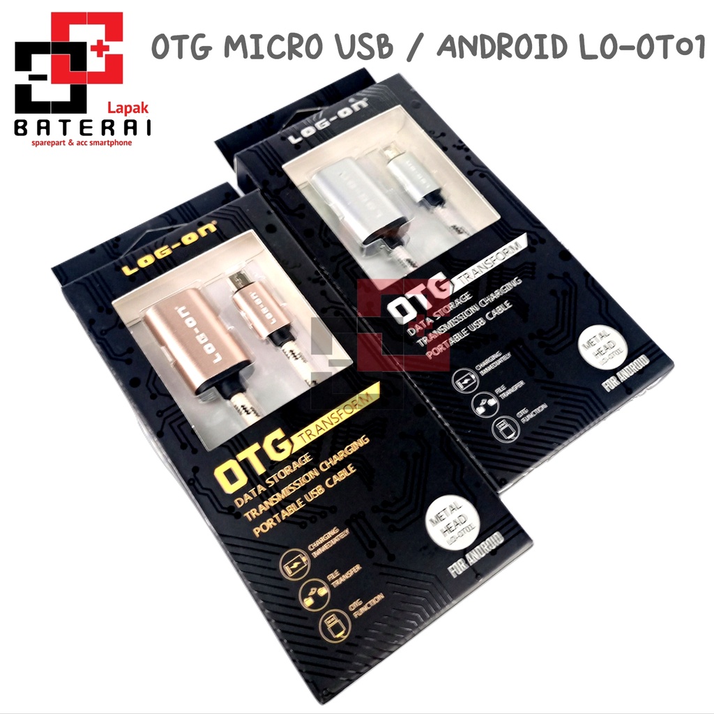 LOG - ON OT01 Micro Kabel OTG Android | Kabel File Transfer Metal Kabel Nylon Berkualitas