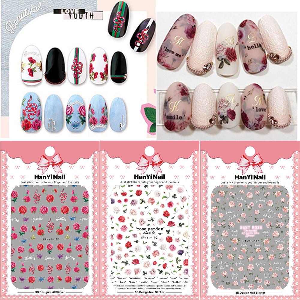 Mxbeauty Stiker Kuku 3D Wanita Gadis Bunga Mawar Perekat Diri DIY Dekorasi Nail Art