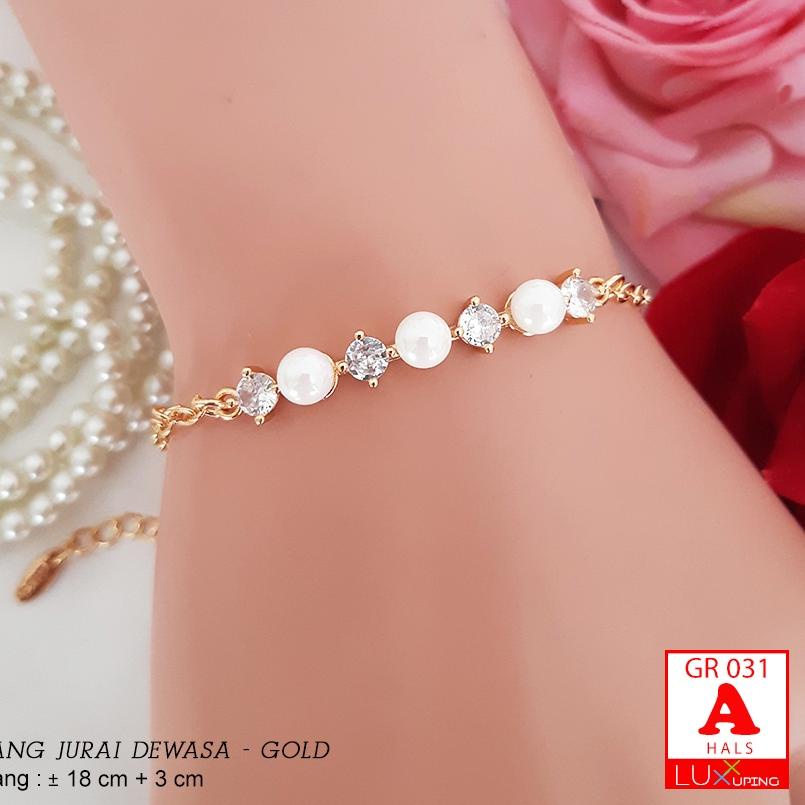Tren Kekinian.. GR 031 Gelang Tangan Wanita Dewasa Gelang Jurai Mutiara Perhiasan Wanita Lapis Emas 