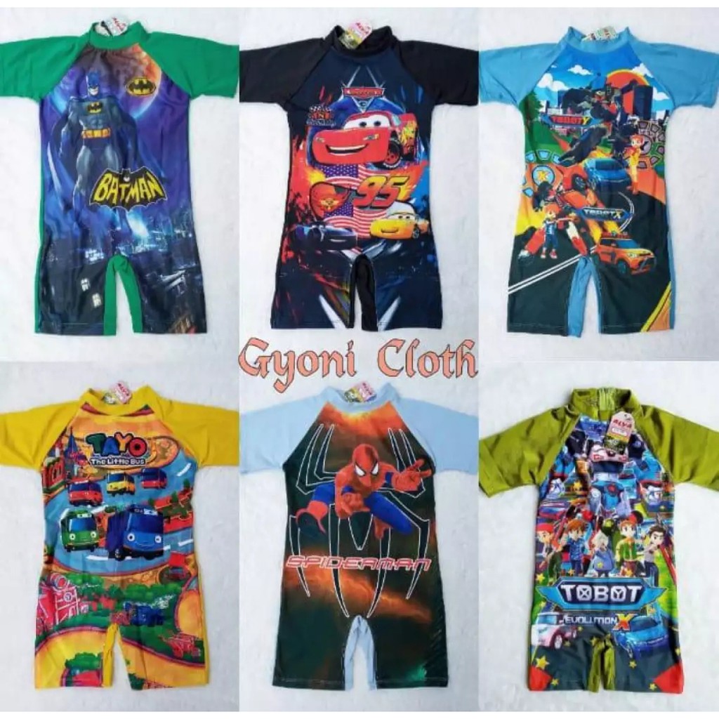 BAJU RENANG ANAK BERMOTIF CEWEK DAN COWOK USIA 2-9 THN