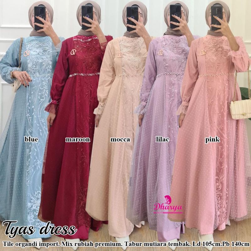 tyas dress by dharya /Fashion wanita /baju lebaran 2022