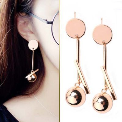 IMPORT Anting Korea Panjang Gantung Bola Pendulum Earrings 02A08Br-Cr