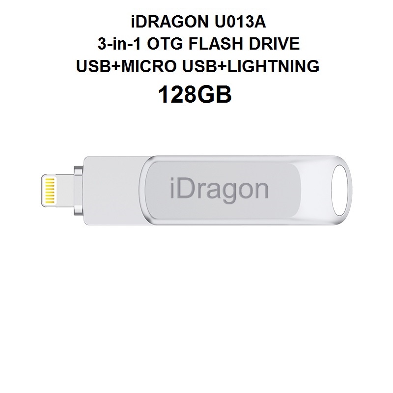 AKN88 - iDRAGON U013A - 3-in-1 Mini USB OTG Flashdrive 128GB Capacity