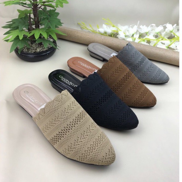 Sandal Hak Tahu Wanita Bahan Rajut Import SF-58 GRAVICI