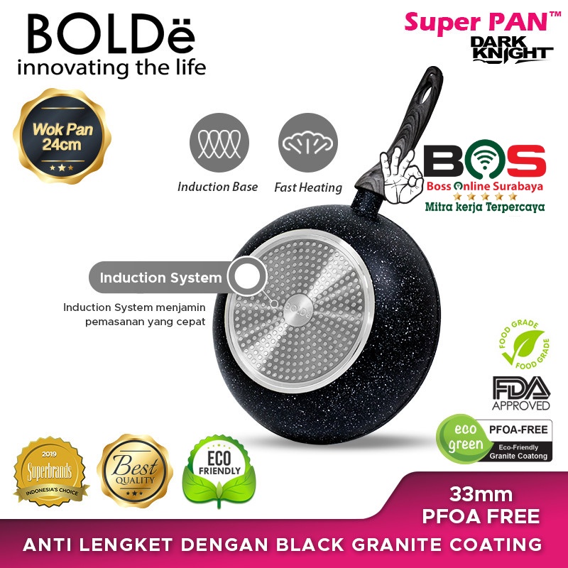 BOLDe Super Pan Wok Pan Dark Knight 24 CM Black Dark Knight Wok Pan 24 CM